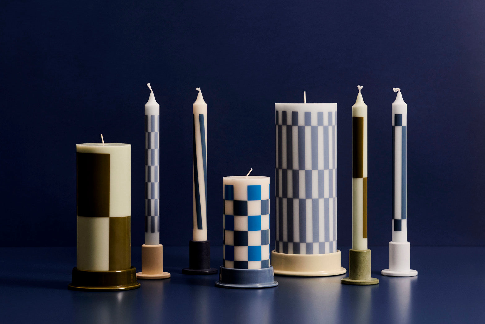 Pattern stearinlys - lysegrøn/mørkegrøn